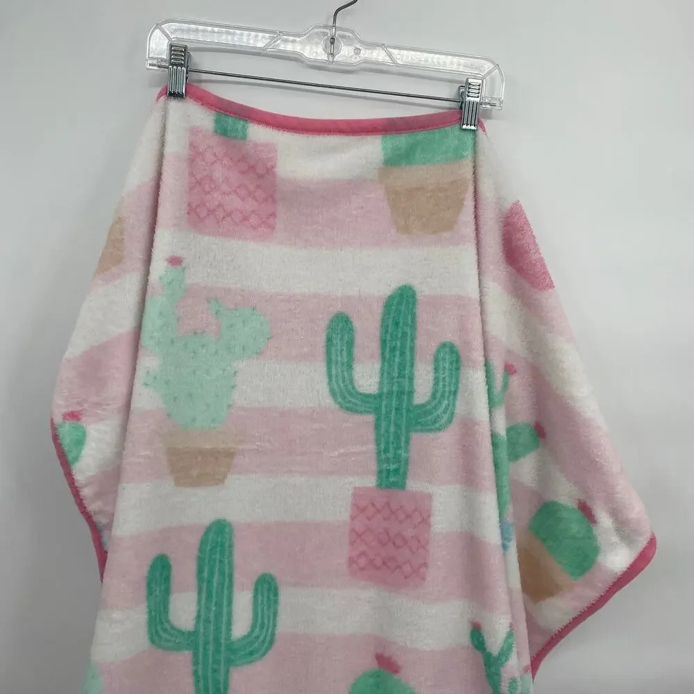 Fun Cactus Fleece Cozy Throw Blanket Saguaro